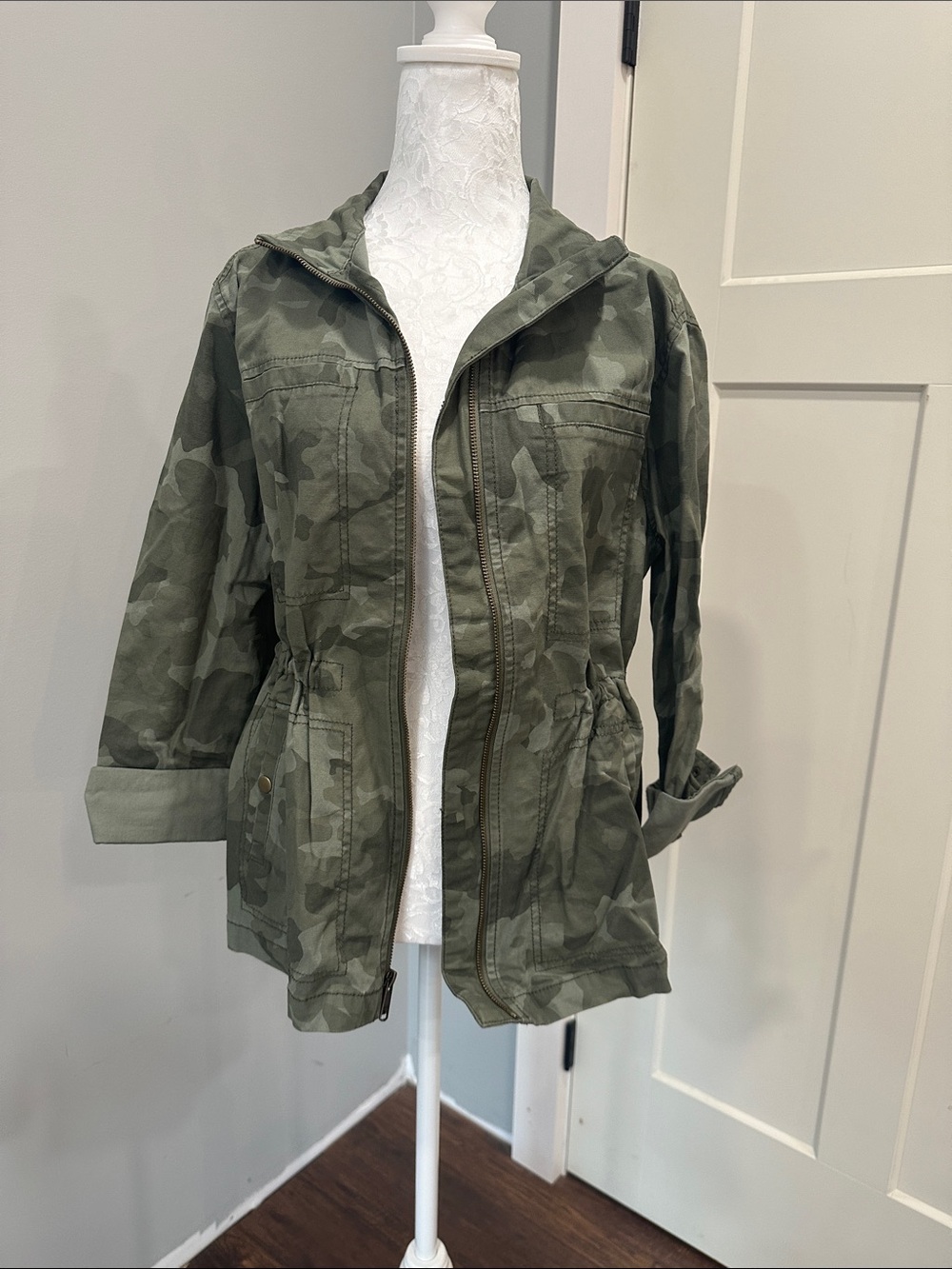 Old Navy Olive Camo Hooded Utility Jacket